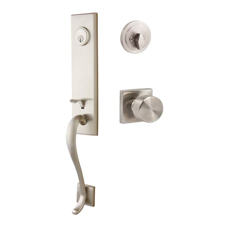 Sure-Loc Hardware Sure-Loc Hardware Solitude Handleset, Bergen Square Handleset Trim, Satin Nickel SL507-BG-SQ 15